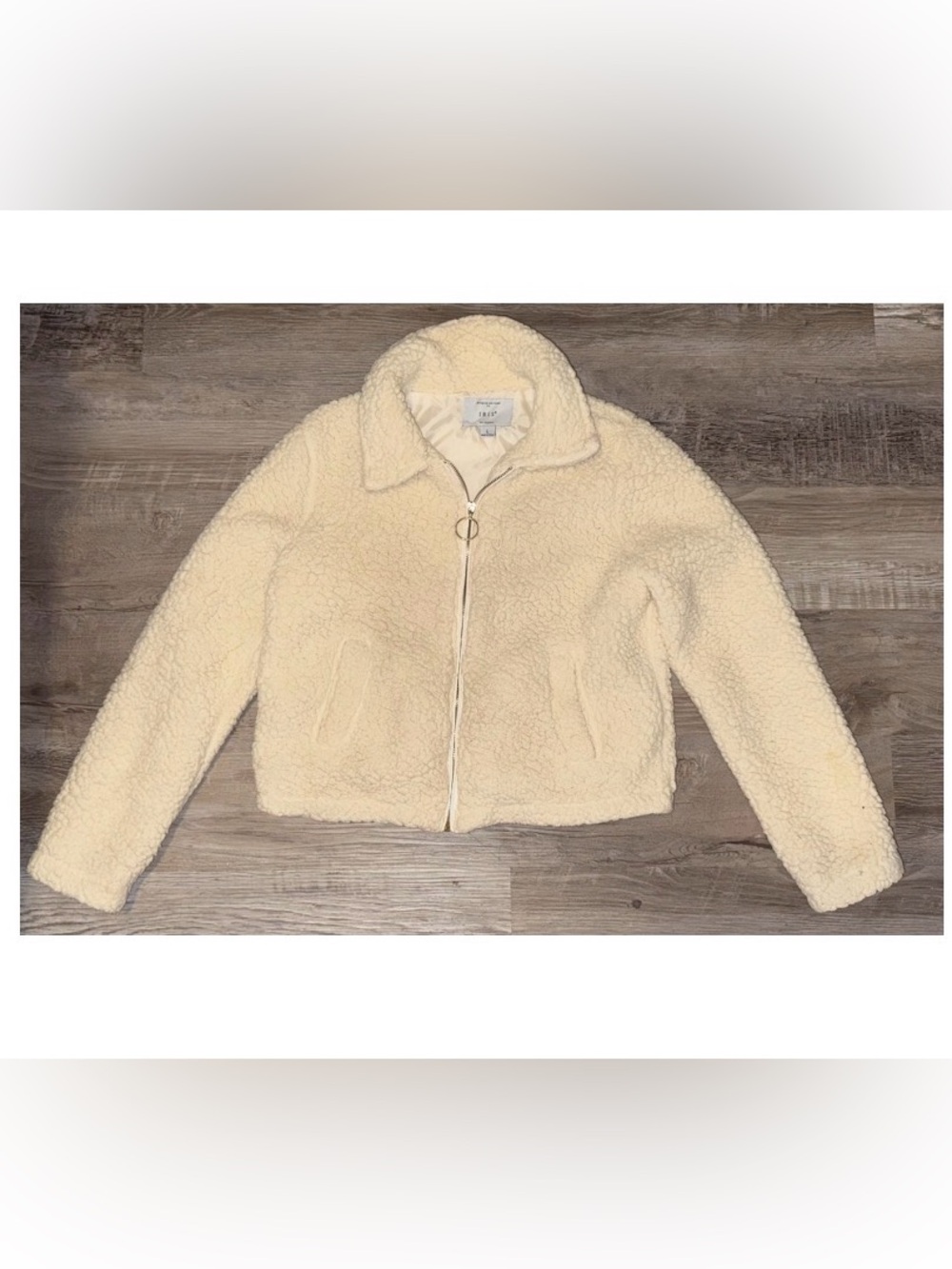 Iris Cream Teddy Sherpa Zip Jacket Size Large
